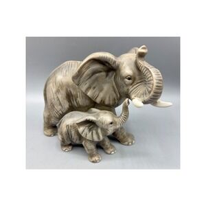 Vtg Home Interiors Elephant Mother Baby Figurine Porcelain Decor 90s